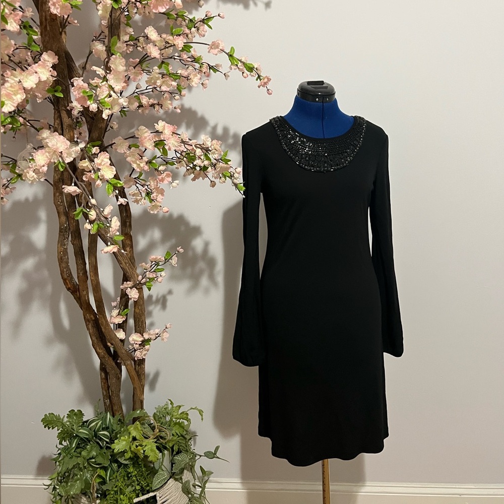 INC Black long sleeve short dress.